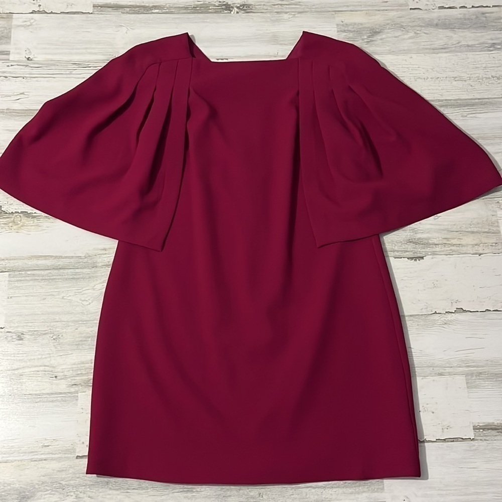 Trina Turk Fuchsia Cape-Sleeve Shift Mini Dress - Picture 3 of 10